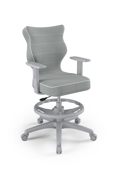 Entelo, Duo, krzesło młodzieżowe z podnóżkiem i podłokietnikami, wzrost 146-176,5 cm, szare