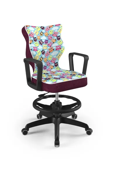 Entelo, Norm, krzesło biurowe z podnóżkiem i podłokietnikami, wzrost 159-188 cm, sowy