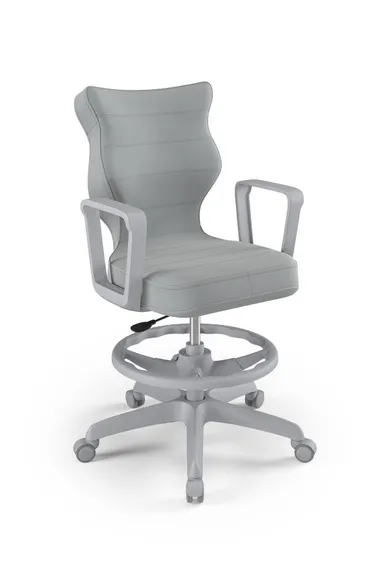 Entelo, Norm, krzesło biurowe z podnóżkiem i podłokietnikami, wzrost 159-188 cm, szare