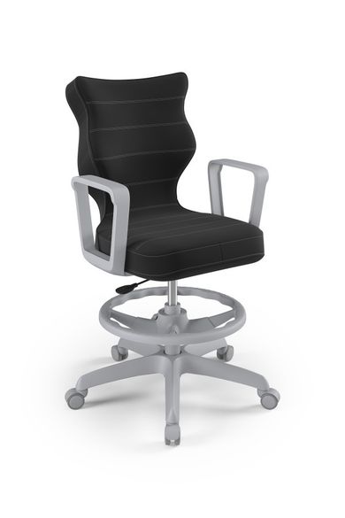 Entelo, Norm, krzesło młodzieżowe z podnóżkiem i podłokietnikami, wzrost 146-176,5 cm, antracytowe