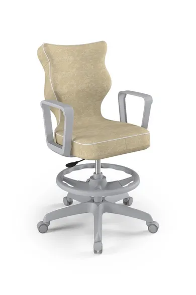 Entelo, Norm, krzesło młodzieżowe z podnóżkiem i podłokietnikami, wzrost 146-176,5 cm, beżowe