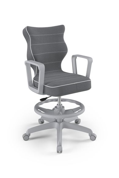 Entelo, Norm, krzesło młodzieżowe z podnóżkiem i podłokietnikami, wzrost 146-176,5 cm, ciemno szare