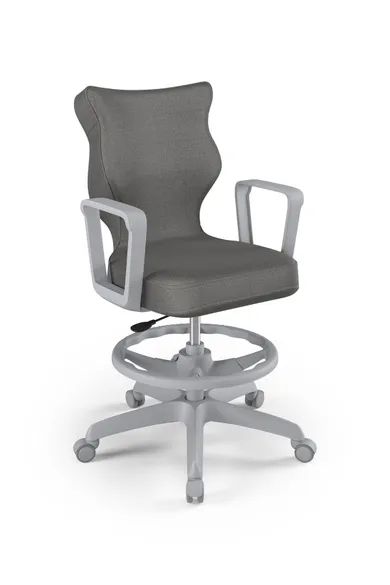 Entelo, Norm, krzesło młodzieżowe z podnóżkiem i podłokietnikami, wzrost 146-176,5 cm, ciemno szare