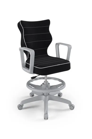 Entelo, Norm, krzesło młodzieżowe z podnóżkiem i podłokietnikami, wzrost 146-176,5 cm, czarne