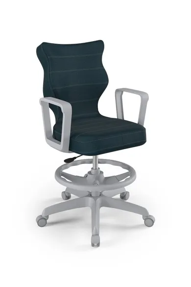 Entelo, Norm, krzesło młodzieżowe z podnóżkiem i podłokietnikami, wzrost 146-176,5 cm, granatowe