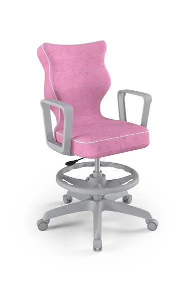 Entelo, Norm, krzesło młodzieżowe z podnóżkiem i podłokietnikami, wzrost 146-176,5 cm, różowe
