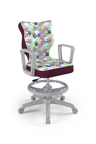 Entelo, Norm, krzesło młodzieżowe z podnóżkiem i podłokietnikami, wzrost 146-176,5 cm, sowy