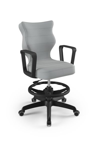 Entelo, Norm, krzesło młodzieżowe z podnóżkiem i podłokietnikami, wzrost 146-176,5 cm, szare