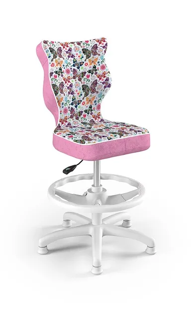 Entelo, Petit, krzesło dziecięce z podnóżkiem, motyw motylki, wzrost 119-142 cm