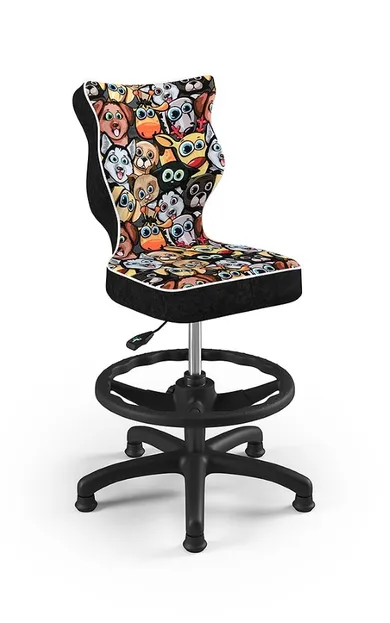 Entelo, Petit, krzesło dziecięce z podnóżkiem, motyw zwierzaki, wzrost 119-142 cm