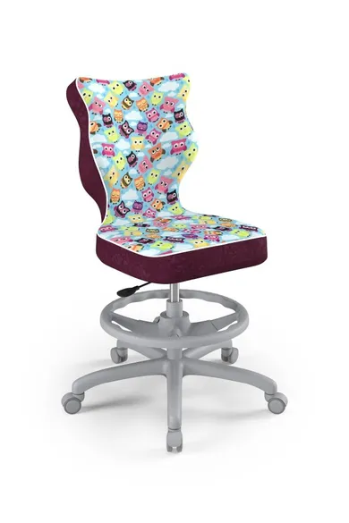 Entelo, Petit, krzesło młodzieżowe z podnóżkiem, wzrost 146-176,5 cm, sowy