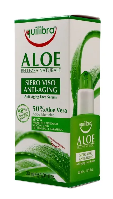 Equilibra, Aloe, serum przeciwstarzeniowe do twarzy, 50% aloesu, 30 ml