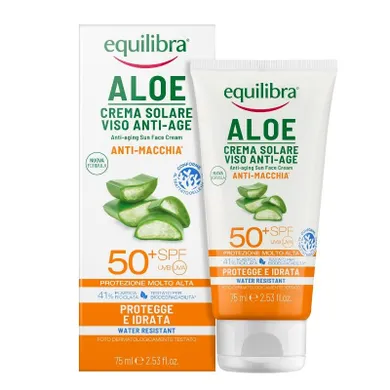 Equilibra, Aloe, Solare, krem do twarzy przeciwsłoneczny, SPF50+ UVA/UVB, 75 ml