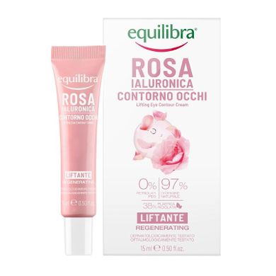 Equilibra, rosa, różany, krem liftingujący pod oczy z kwasem hialuronowym, 15 ml