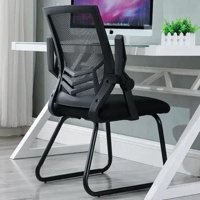 Ergonomiczne krzesło biurowe, konferencyjne z siatki, czarne