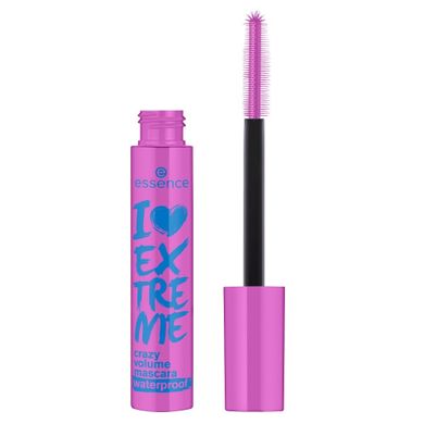 Essence, I Love Extreme Crazy Volume Mascara Waterproof, wodoodporny pogrubiający tusz do rzęs, black, 12 ml