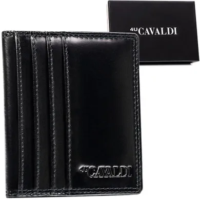 Etui na karty, czarne, skórzane, RFID, 4U Cavaldi