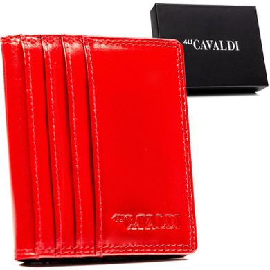 Etui na karty, czerwone, skórzane, RFID, 4U Cavaldi