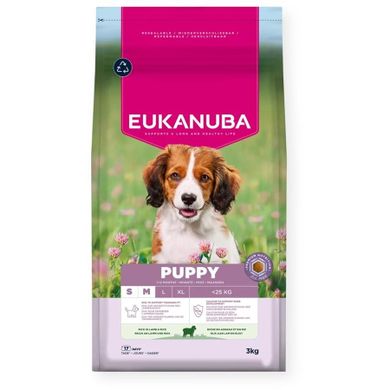 Eukanuba, Puppy&Junior Small/Medium Lamb & Rice, sucha karma dla psa, 3 kg