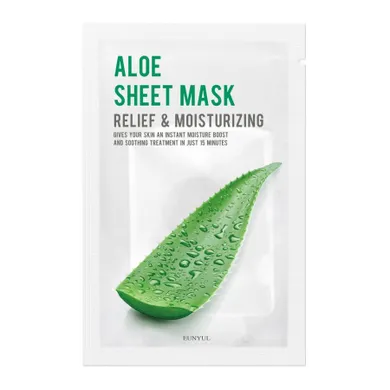 EUNYUL, Aloe Sheet Mask, nawilżająco-łagodząca maseczka w płachcie z aloesem, 22 ml