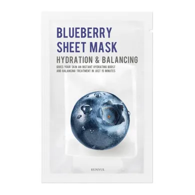EUNYUL, Blueberry Sheet Mask, nawilżająca maseczka w płachcie z jagodami, 22 ml