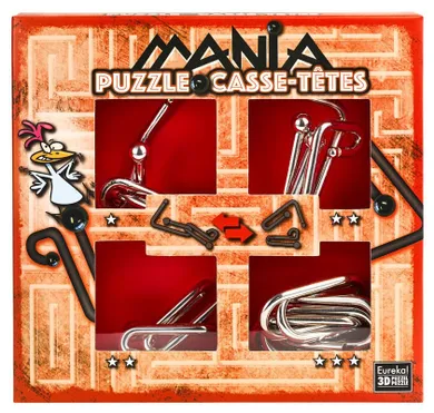 Eureka! Puzzle Mania, zestaw czerwony, łamigłówki metalowe, 4 szt.