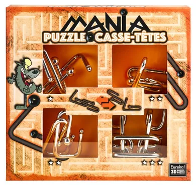 Eureka! Puzzle Mania, zestaw pomarańczowy, łamigłówki metalowe, 4 szt.