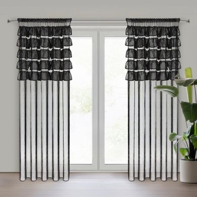 Eurofirany, firana gotowa, Aura, na taśmie, 140-270 cm, czarny