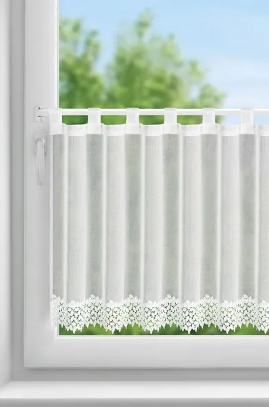 Eurofirany, firana gotowa, Hestia, na szelkach 150-70 cm, biały