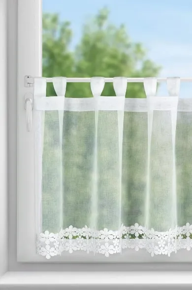Eurofirany, firana gotowa, Kaja, na szelkach, 150-70 cm, biały
