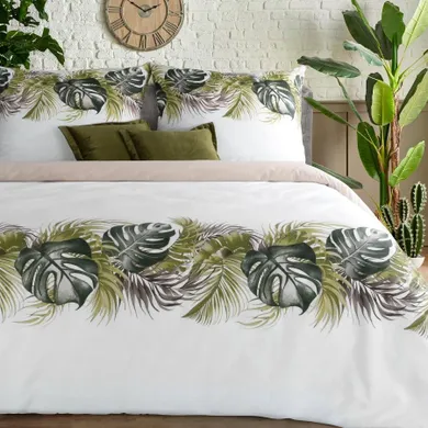 Eurofirany, komplet pościeli bawełnianej, Amber, 220-200 cm, biały