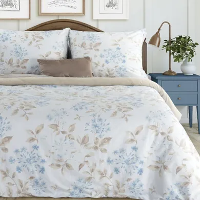 Eurofirany, komplet pościeli bawełnianej, Jasmina, 140-200 cm, kremowy