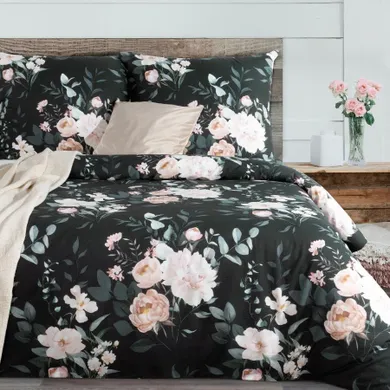 Eurofirany, komplet pościeli bawełnianej, Rosita1, 140-200 cm, czarny