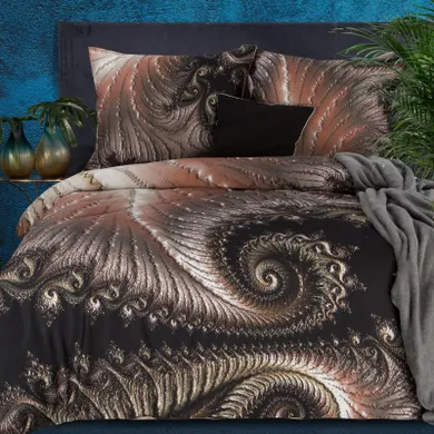 Eurofirany, komplet pościeli satynowej, Reina, 220-200 cm, brązowy