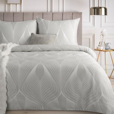 Eurofirany, komplet pościeli satynowej, spring, 140-200 cm, jasnoszary