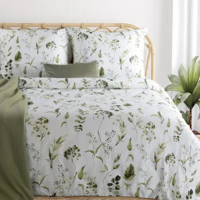 Eurofirany, komplet pościeli satynowej, spring. 140-200 cm, oliwkowy