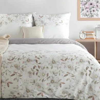 Eurofirany, komplet pościeli satynowej, spring, 140-200 cm, popielaty