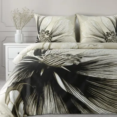 Eurofirany, komplet pościeli satynowej, Spring, 160-200 cm, jasnobeżowy