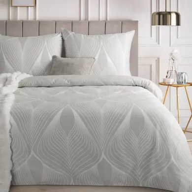 Eurofirany, komplet pościeli satynowej, spring, 160-200 cm, jasnoszary