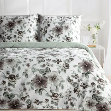 Eurofirany, komplet pościeli satynowej, Spring, 220-200 cm, biały