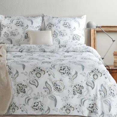 Eurofirany, komplet pościeli satynowej, spring, 220-200 cm, biały