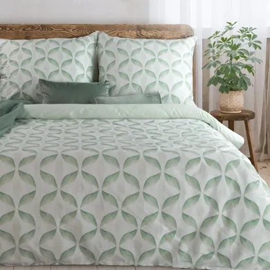 Eurofirany, komplet pościeli satynowej, spring, 220-200 cm, miętowy