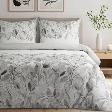 Eurofirany, komplet pościeli satynowej, Spring 63, 160-200 cm, srebrny