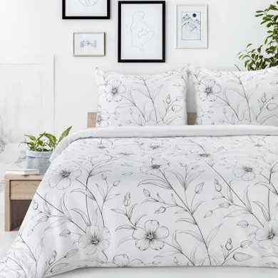 Eurofirany, komplet pościeli satynowej, Spring 64, 160-200 cm, biały