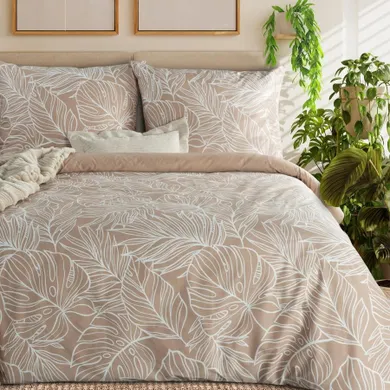 Eurofirany, komplet pościeli satynowej, Spring 81, 160-200 cm, jasnobrązowy