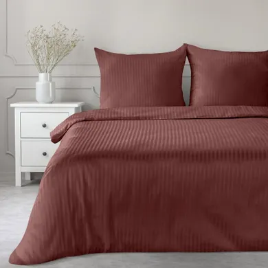 Eurofirany, komplet pościeli satynowej, Vera, 140-200 cm, burgundowy