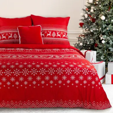 Eurofirany, komplet pościeli świątecznej, Noel, 160-200 cm, czerwony