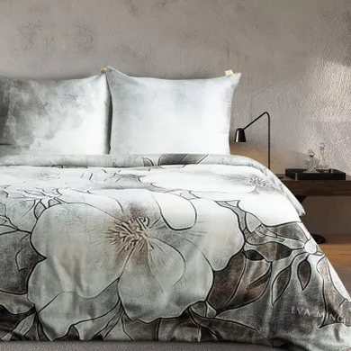 Eurofirany, komplet pościeli z satyny bawełnianej, Daisy, szarobeżowy, 160-200 cm