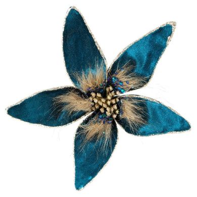 Eurofirany, kwiat świąteczny dekoracyjny, 20-4 cm, granatowy