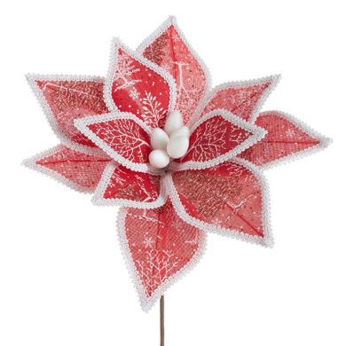 Eurofirany, kwiat świąteczny dekoracyjny, 30-39 cm, czerwony